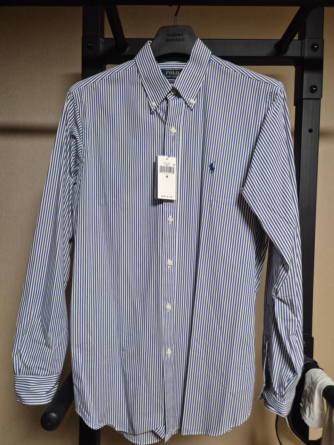 (새상품) 폴로 클래식핏 스트라이프 셔츠 포플린 M 상품이미지2