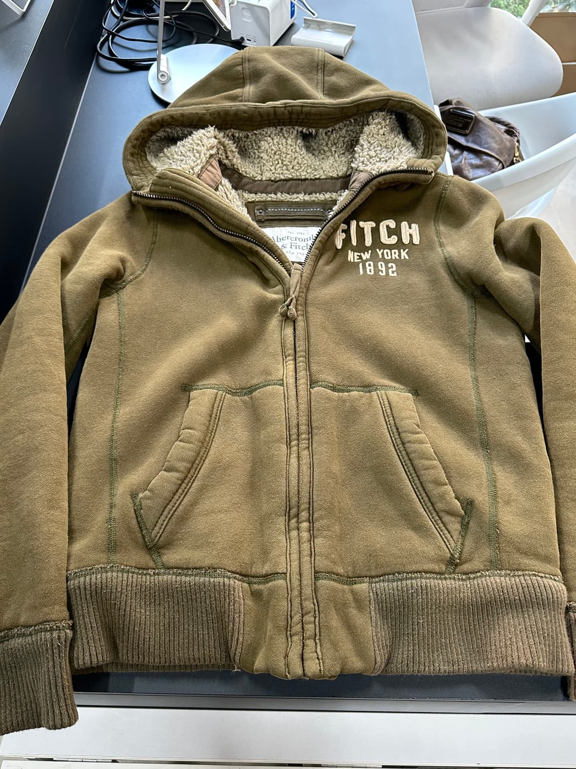 아베크롬비 양털울프죠 후드자켓 카키브라운 상품이미지6