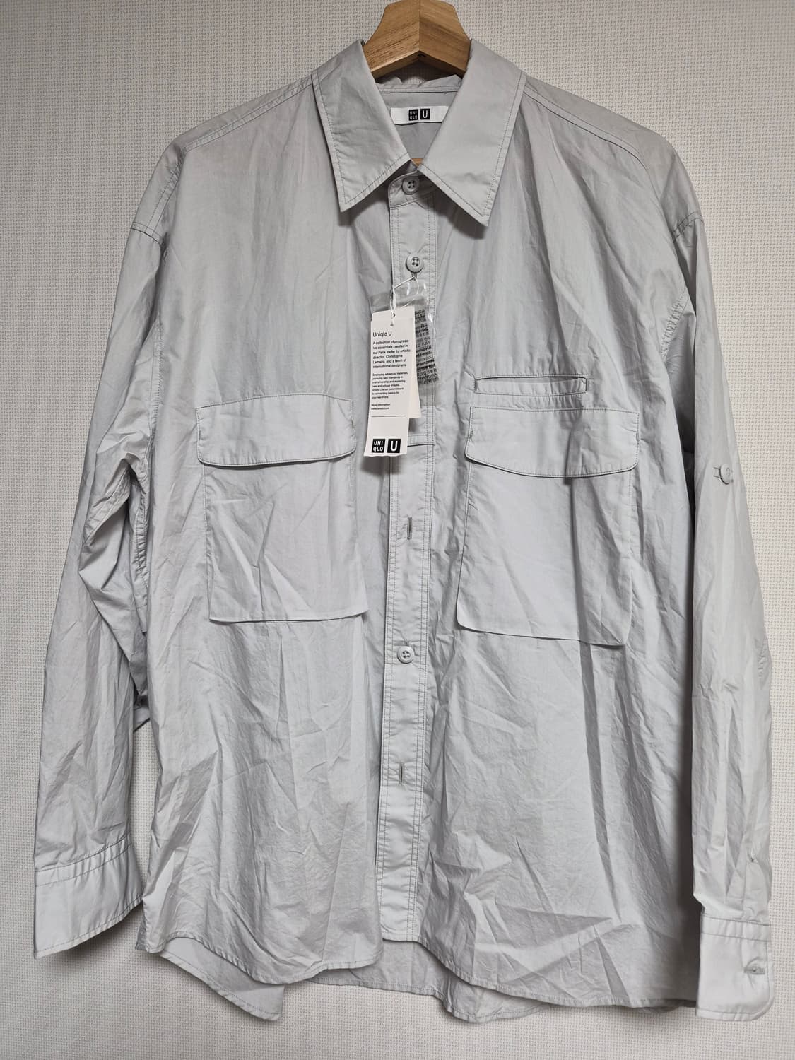 유니클로 바람막이 셔츠 새상품 라이트그레이 상품이미지1