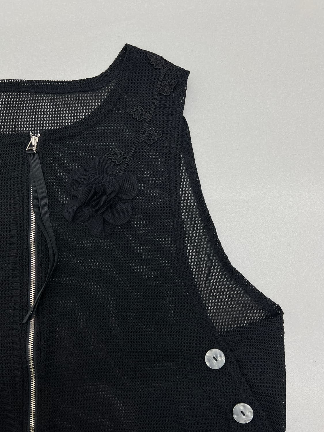 디테일 매쉬 집업 베스트 상품이미지3