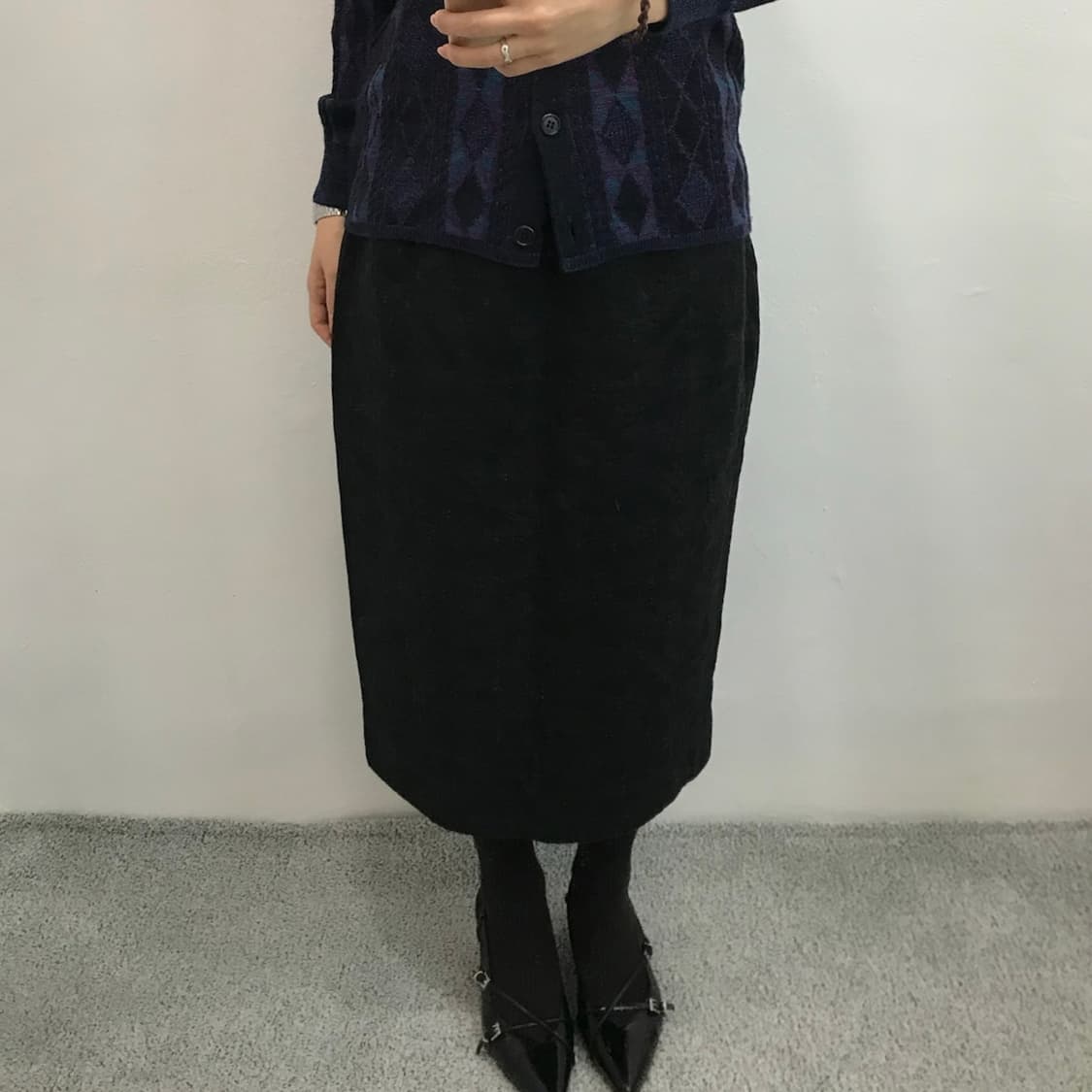 플라워 패턴 밴딩 미디스커트 상품이미지2