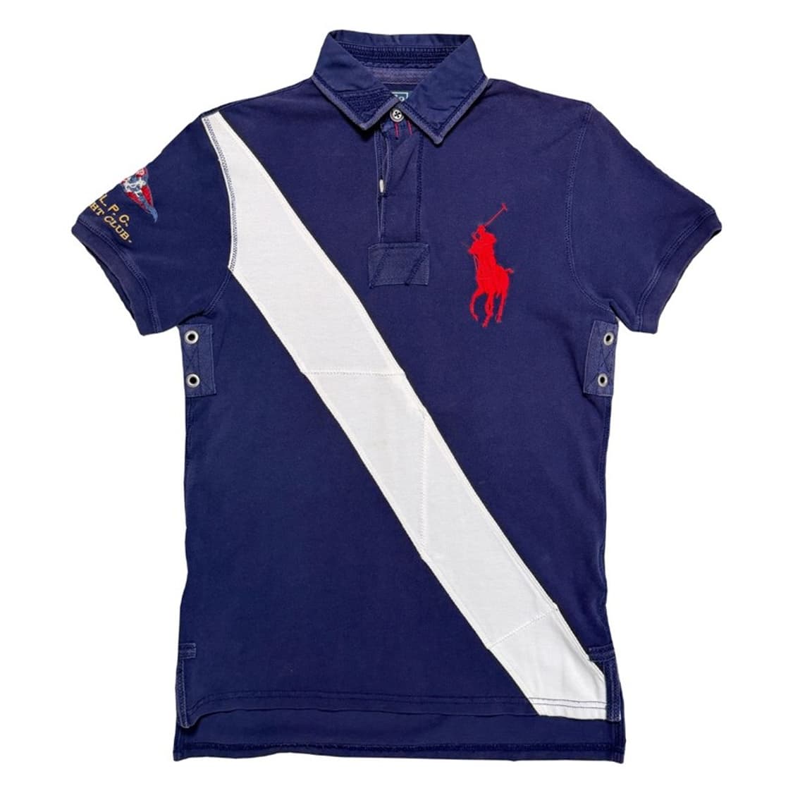 폴로 랄프로렌 빅포니 사선 포인트 럭비 PK 카라 티셔츠 네이비 M 상품이미지1