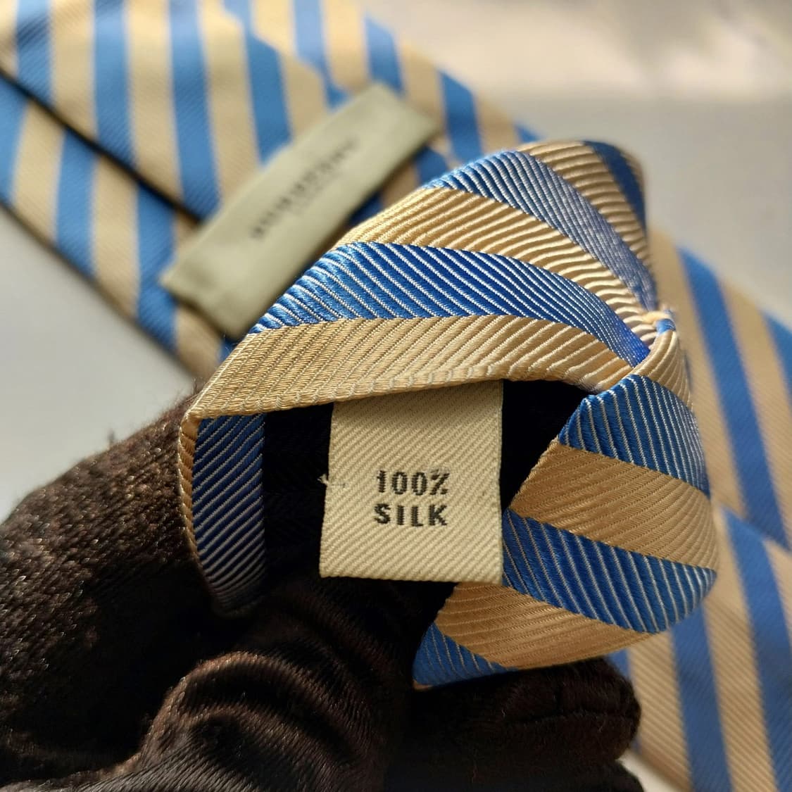 버버리 넥타이 베이지 블루 스트라이프 8.9cm A+등급 K2144 상품이미지9