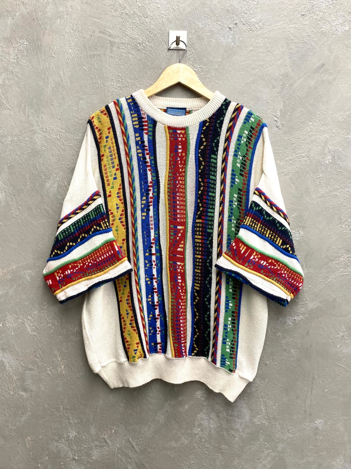 [XL] 90s Tre Castelli 이태리 메이드 반팔 케이블 니트 상품이미지1