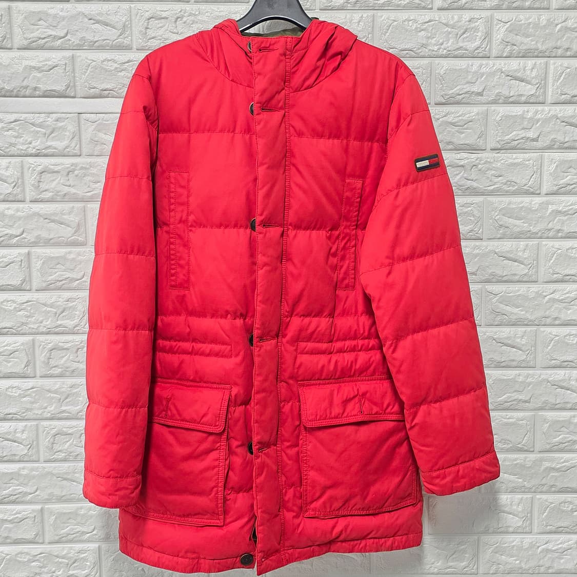 택포) 타미힐피거 레드 롱패딩 L 상품이미지1