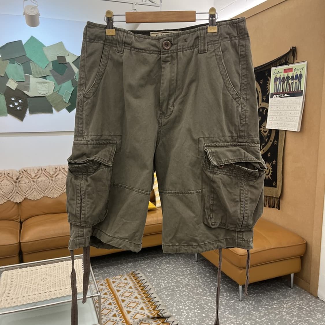 빈티지 캐주얼 스트릿 힙합 말차카키 카고 반바지 30인치 C11043 상품이미지3