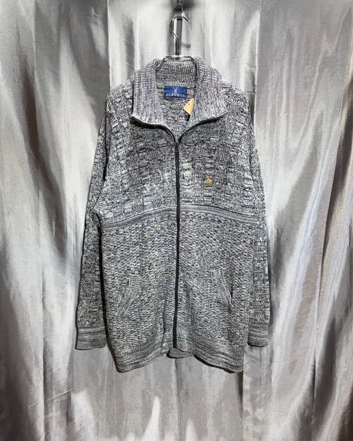 XL PLAY BOY 플레이보이 골드레빗 믹스 니트 집업 상품이미지2