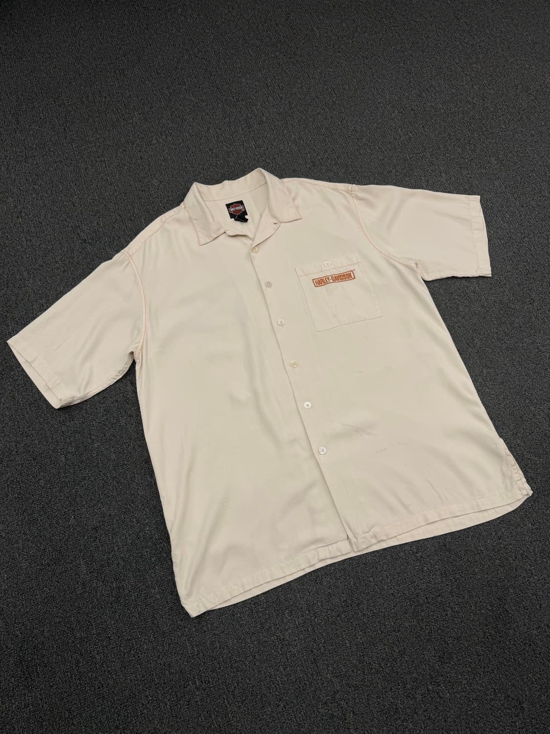 L) 할리데이비슨 빈티지 실크 라이더 바이크 자수 반팔셔츠 상품이미지1