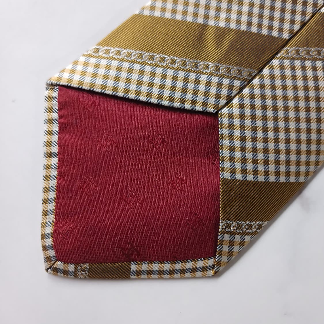 샤넬 실크 브라운 체크 패턴 넥타이 9.9cm A+등급 E1030 상품이미지6