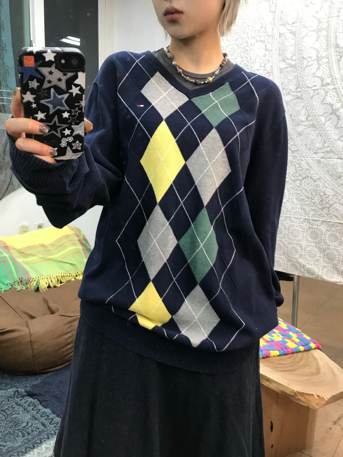 타미힐피서 아가일 브이넥 니트  상품이미지2