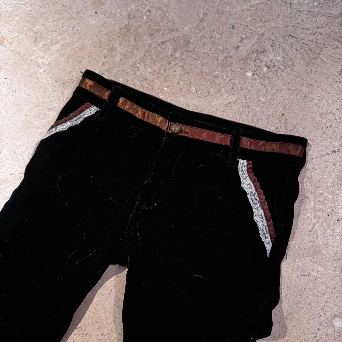 브라운 벨벳 레이스 7부 팬츠 상품이미지2