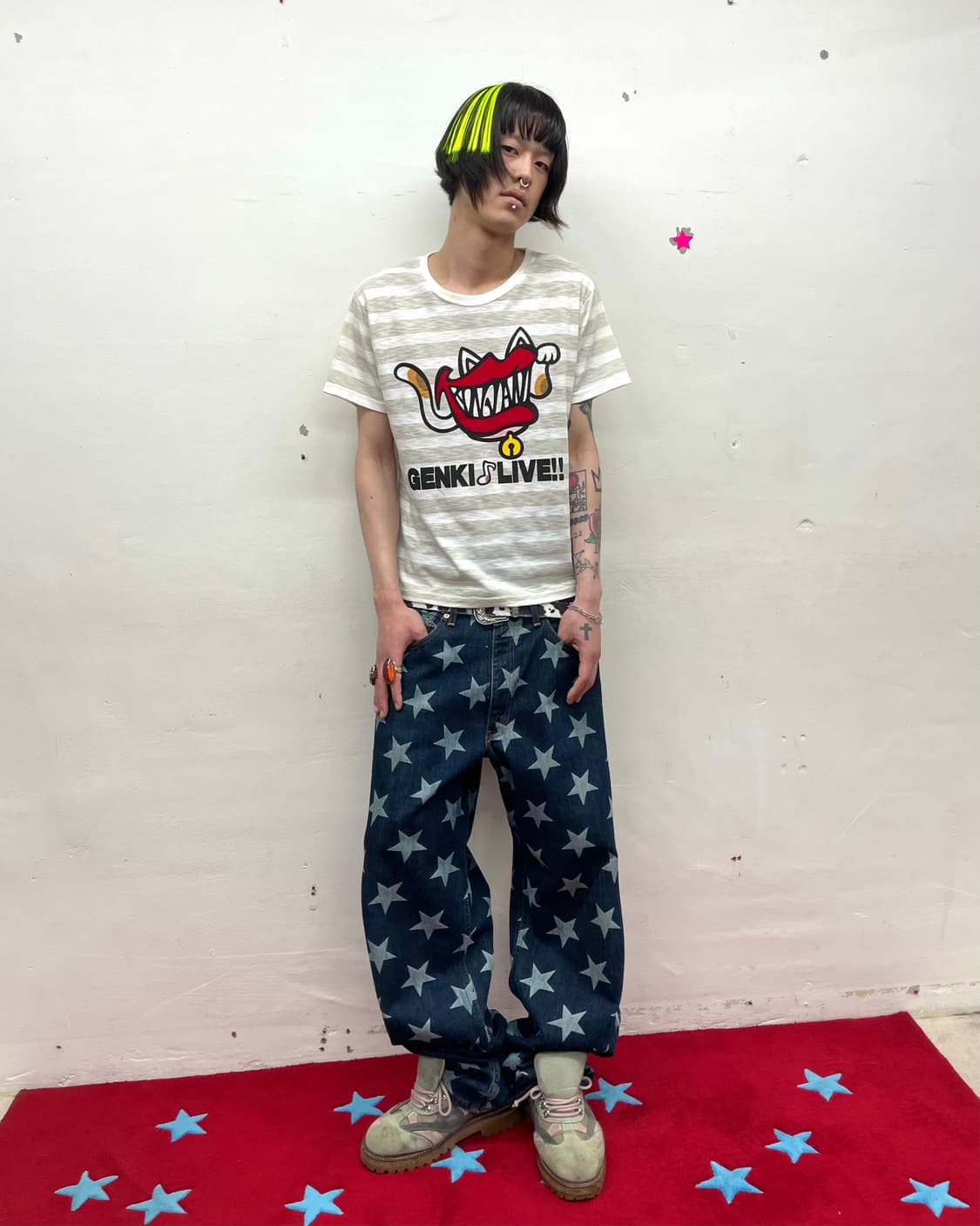 Lips Cat Stripe T-shirt 상품이미지5