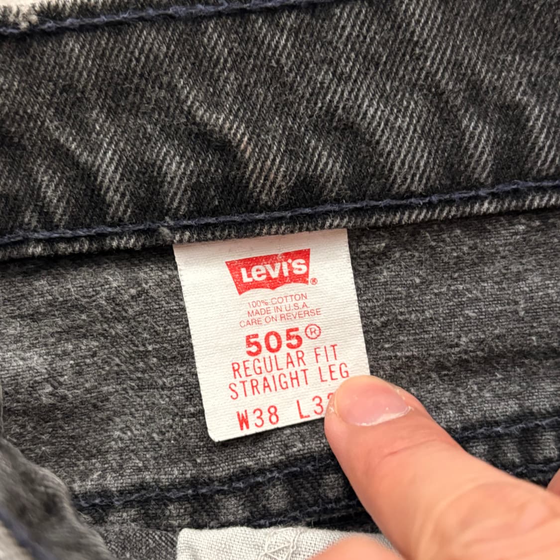 [38/32] 90s USA🇺🇸 리바이스 505 오렌지 탭 블랙 흑청 상품이미지5
