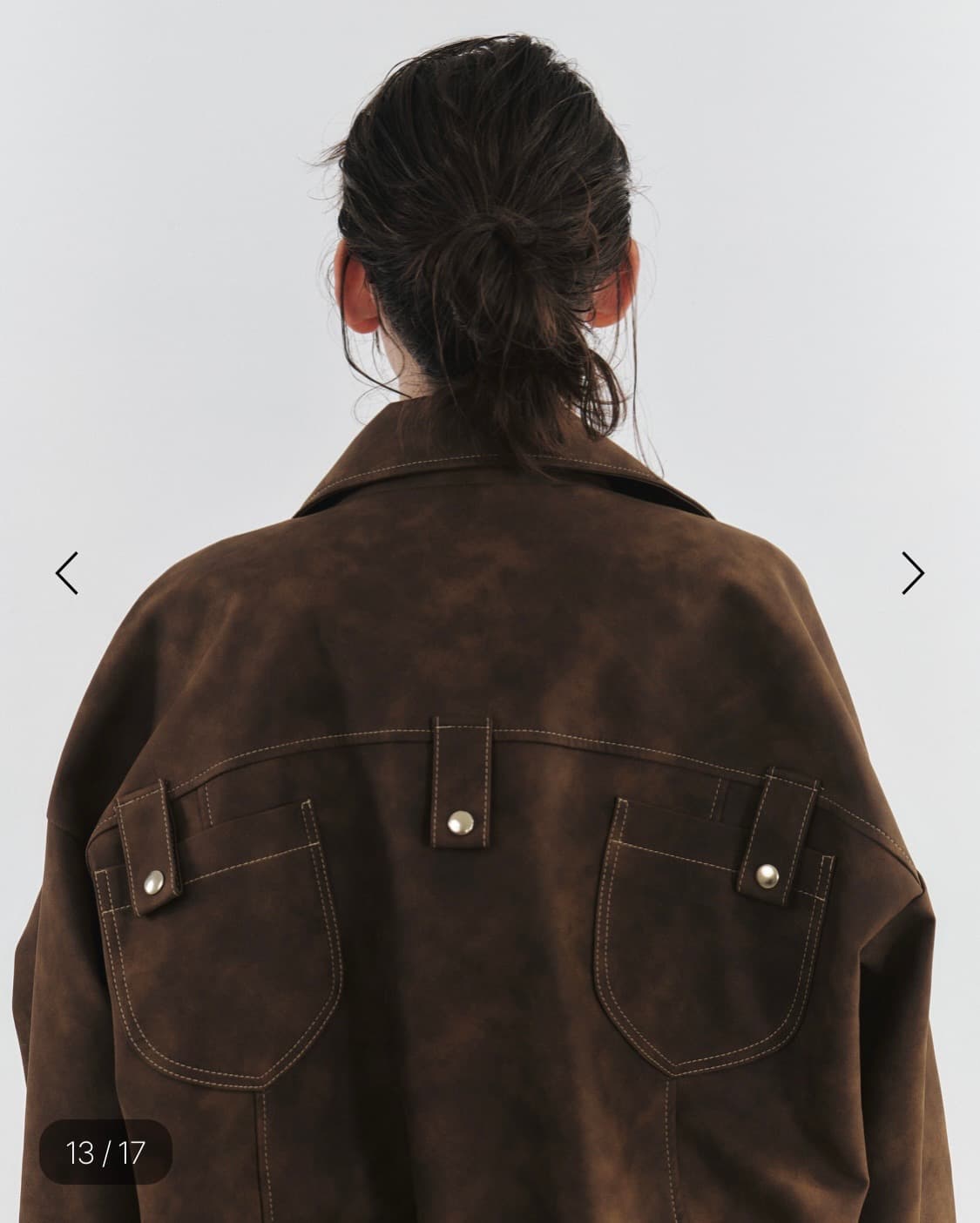 메렌스 에코 레더 스티치드 오버사이즈 가죽 자켓 상품이미지8