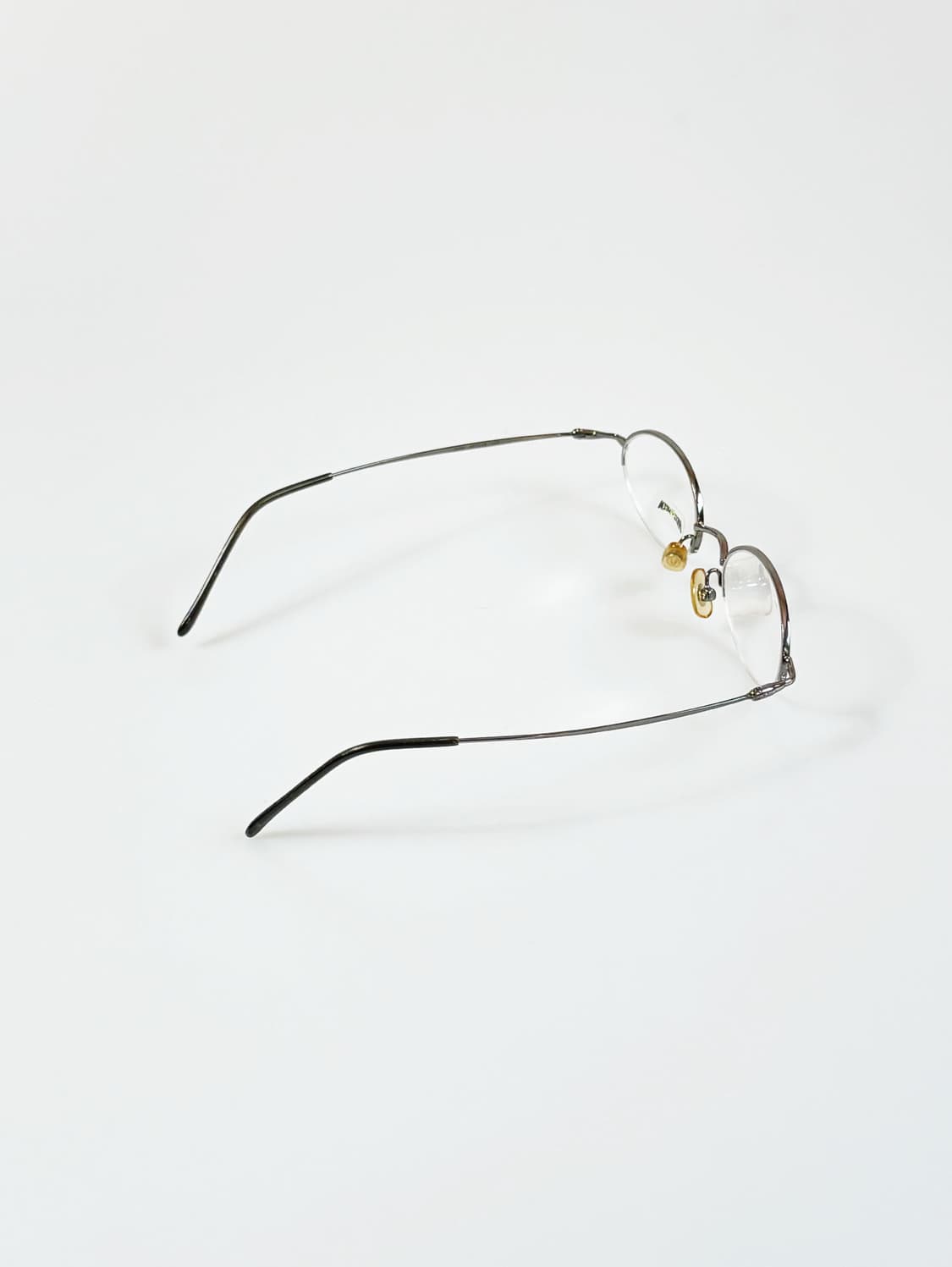 90s HELLOWEEN 다크실버 반무테 오벌 빈티지 안경 상품이미지4