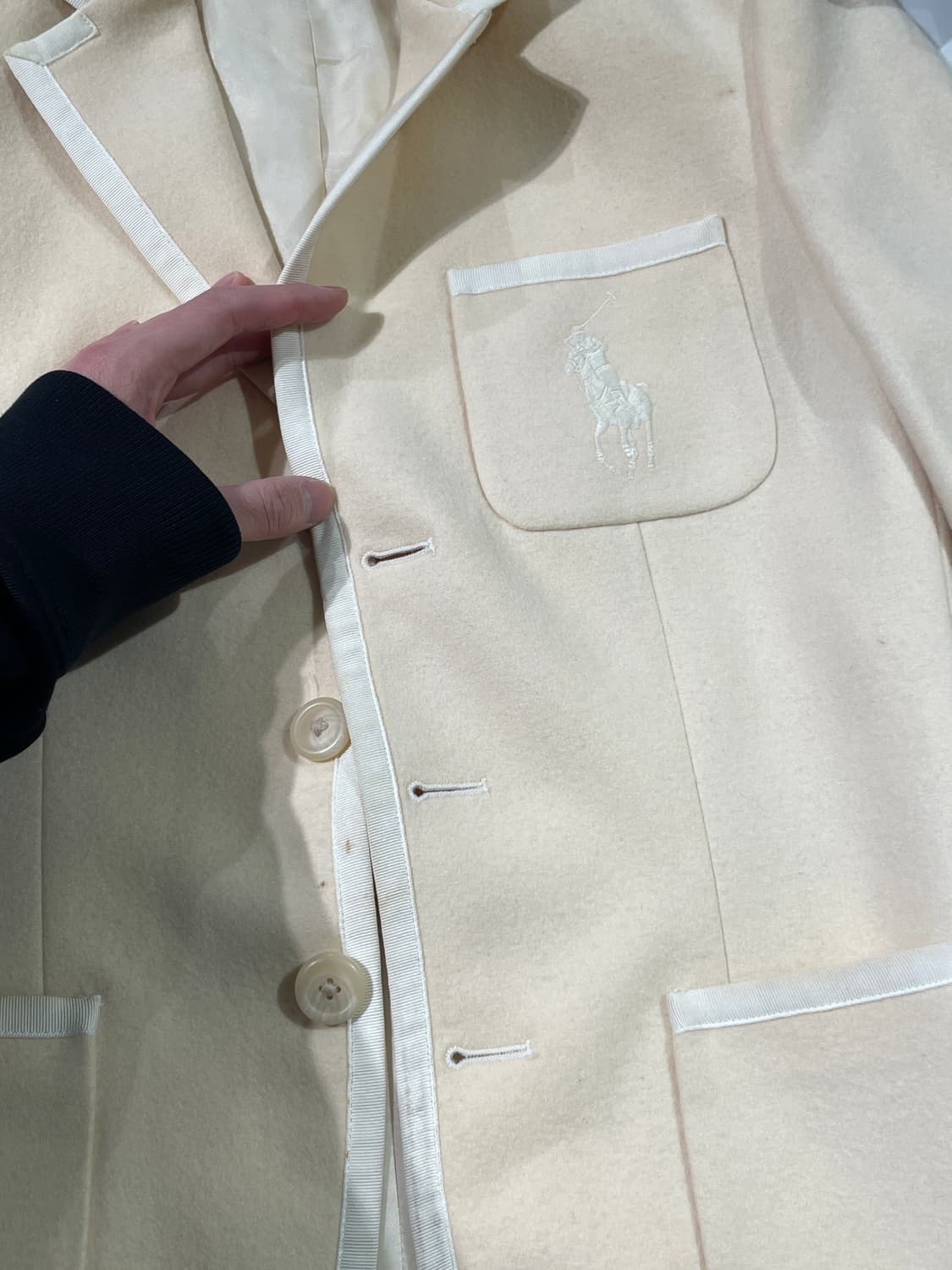 랄프 로렌 베이지 빅 포니 파이핑 울 캐시미어 자켓 상품이미지10