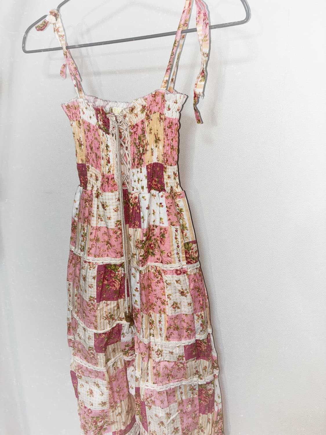 일본 빈티지 핀터깔 딸기우유 패치워크 원피스 상품이미지4