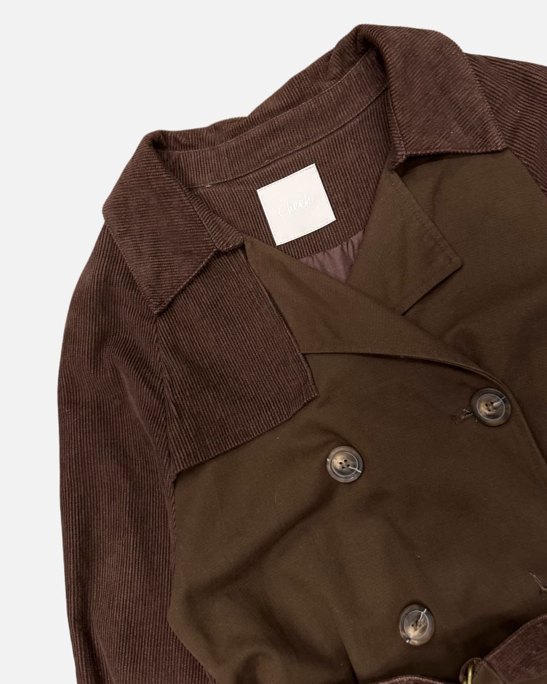 brown corduroy mixed pleats coat 상품이미지2