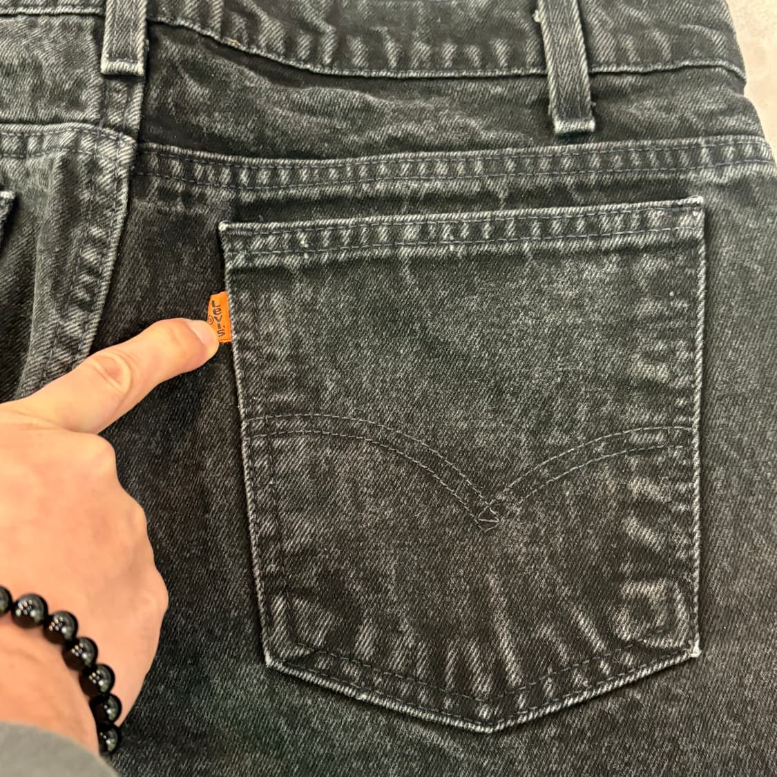 [36/32] 90s USA🇺🇸 리바이스 505 오렌지 탭 블랙 흑청 상품이미지7