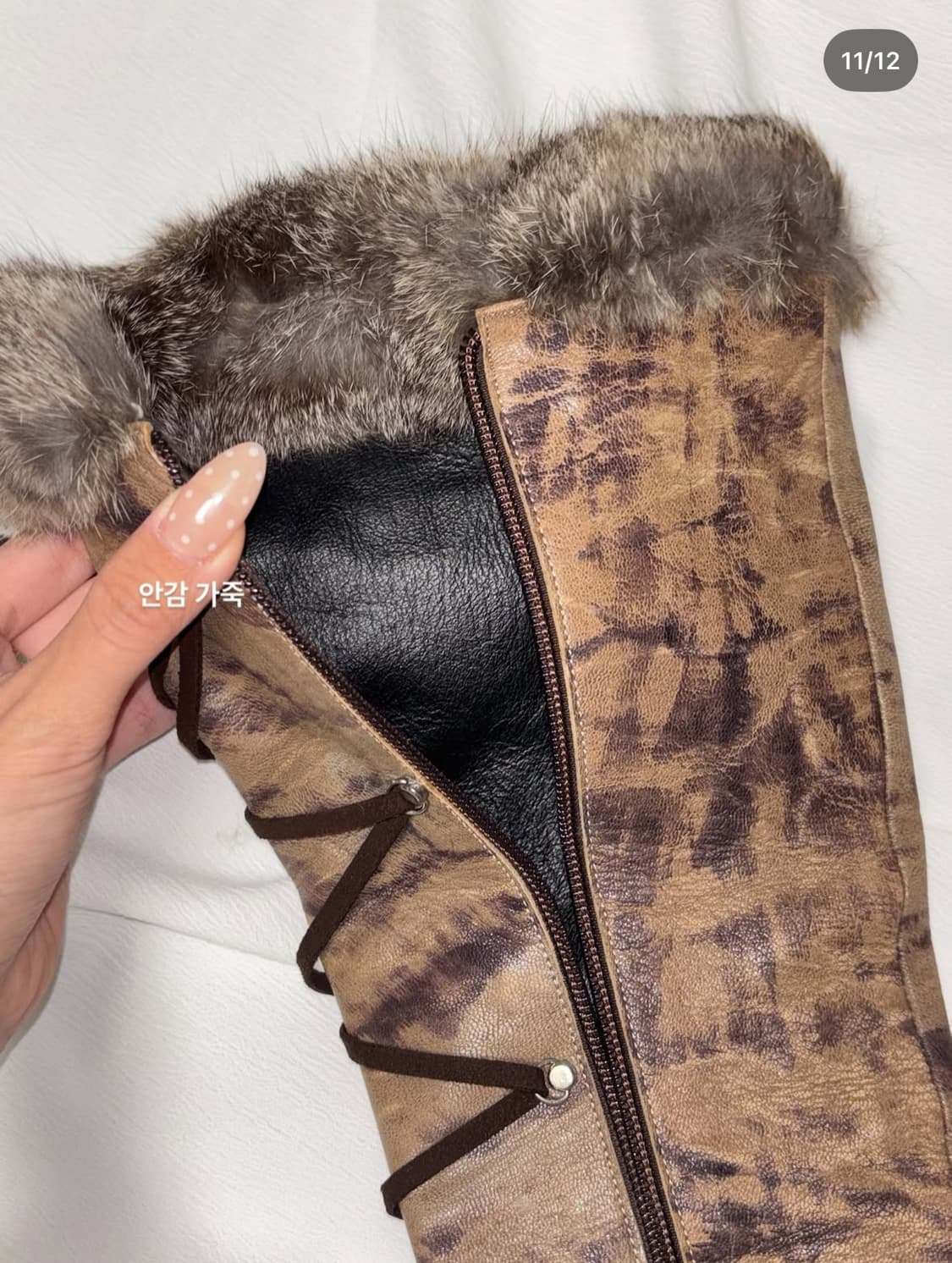 레이스업 롱 퍼부츠 Real Fur Long Boots 택포 상품이미지9