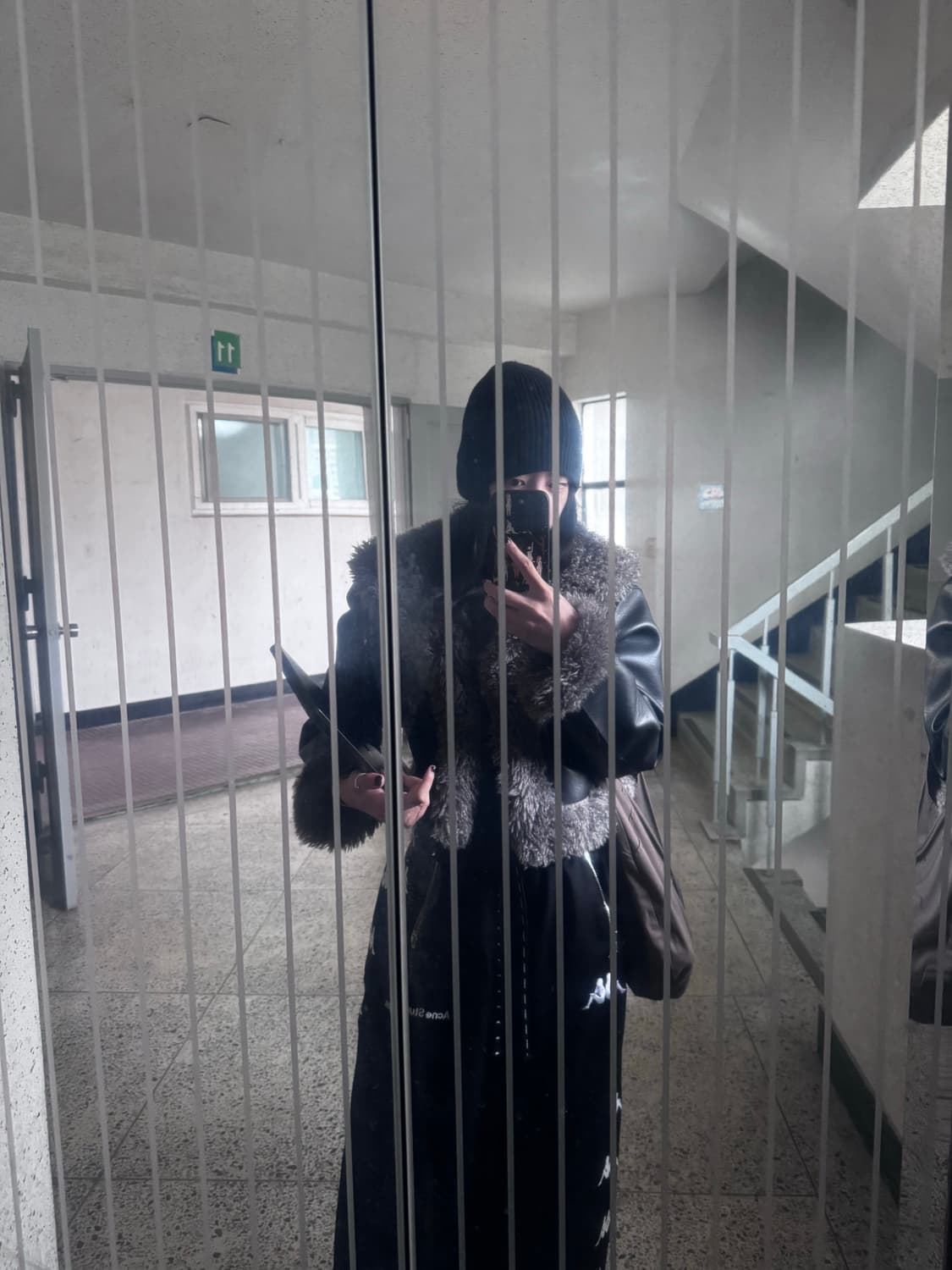 다이애그널 리버시블 무스탕 자켓 그레이 상품이미지7