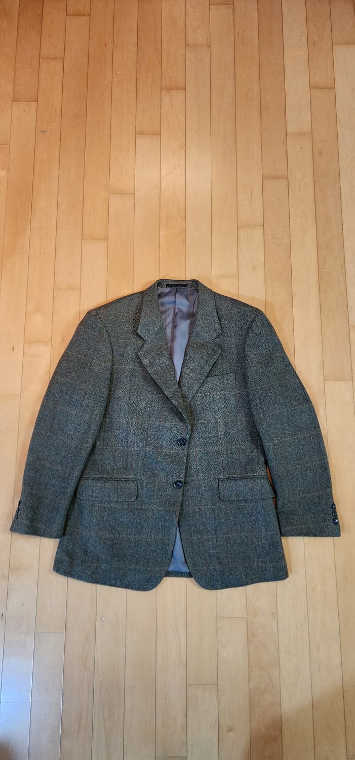 올리브그린 체크 헤링본 모직자켓 L~슬림XL 상품이미지4