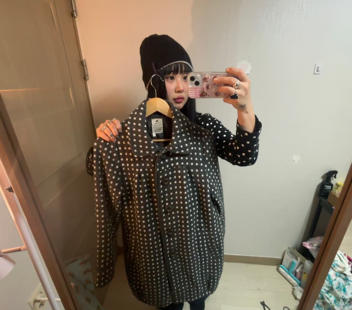 사각 패턴 코트 상품이미지1