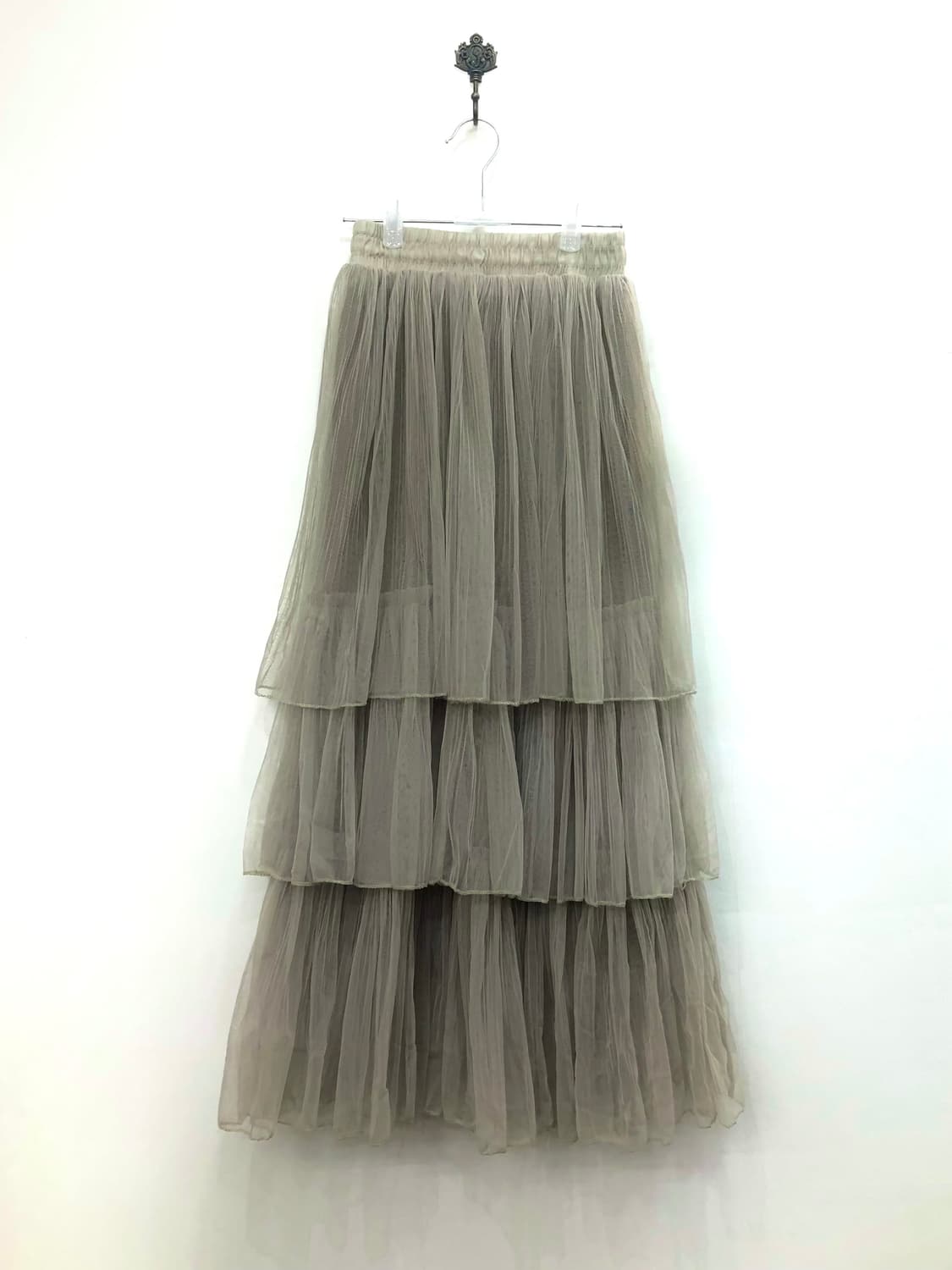 khaki beige tiered ruffle long skirt 상품이미지2