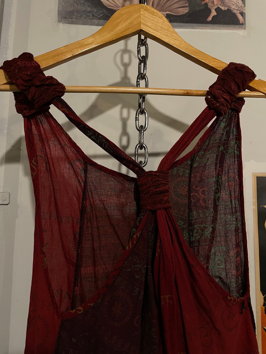 히피 레터링 언발란스 레드 버건디 원피스 상품이미지5