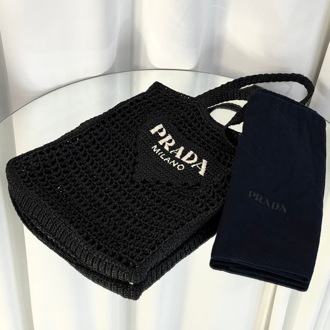 프라다 라피아 크로셰 네트 토트백 숄더백 상품이미지1