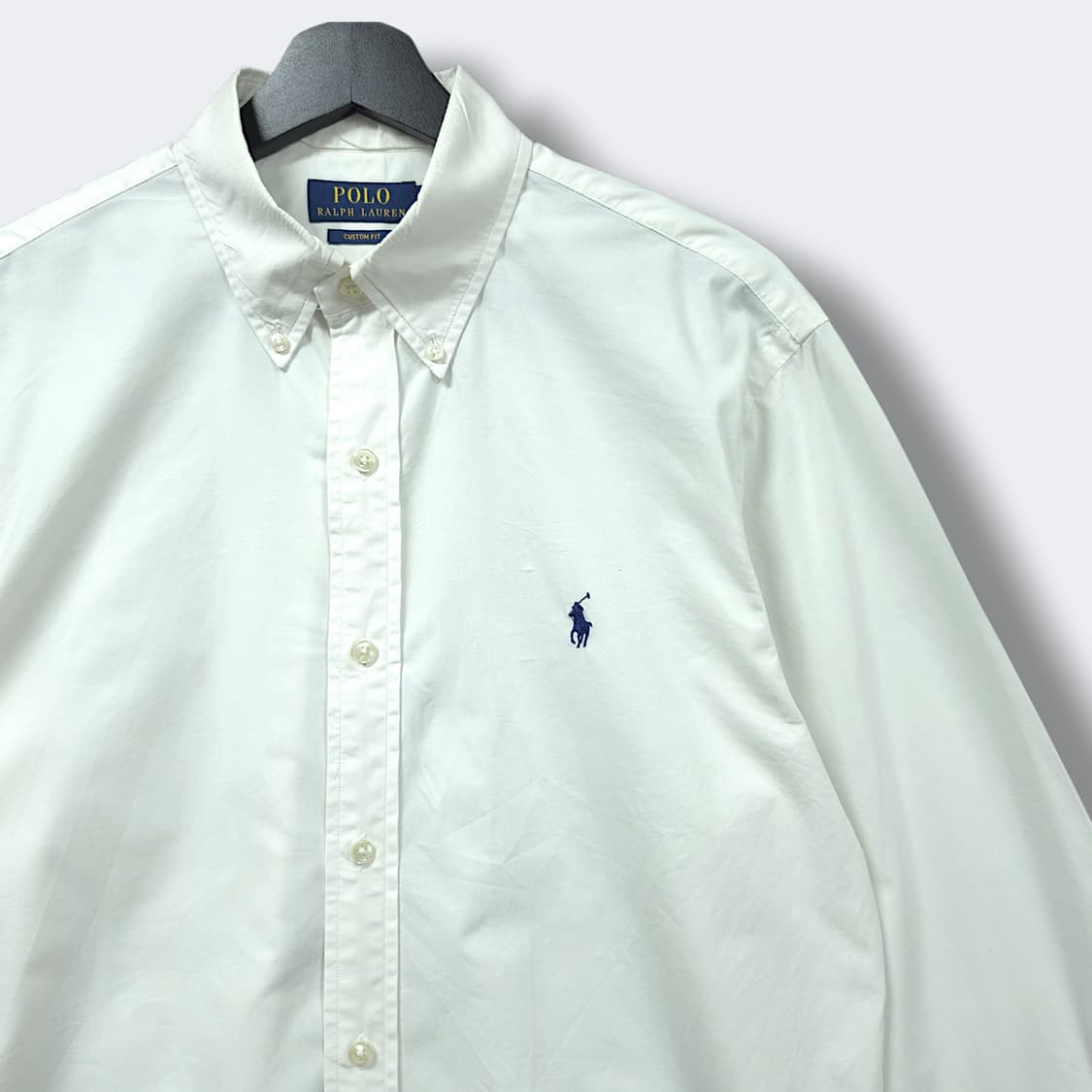 [M] 폴로 화이트 커스텀핏 스트레치 코튼 긴팔셔츠 상품이미지3