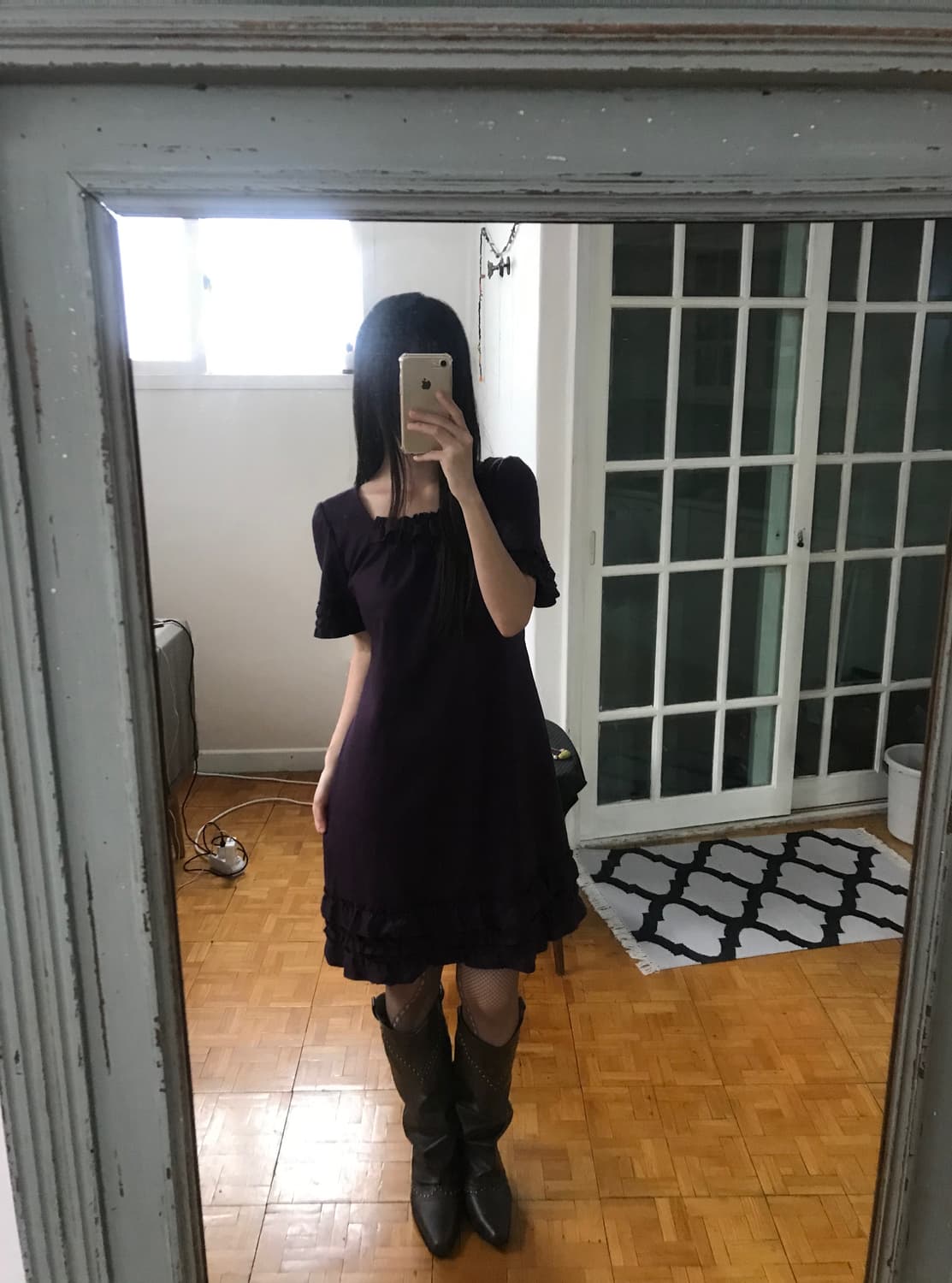 vintage purple frill one-piece 상품이미지1