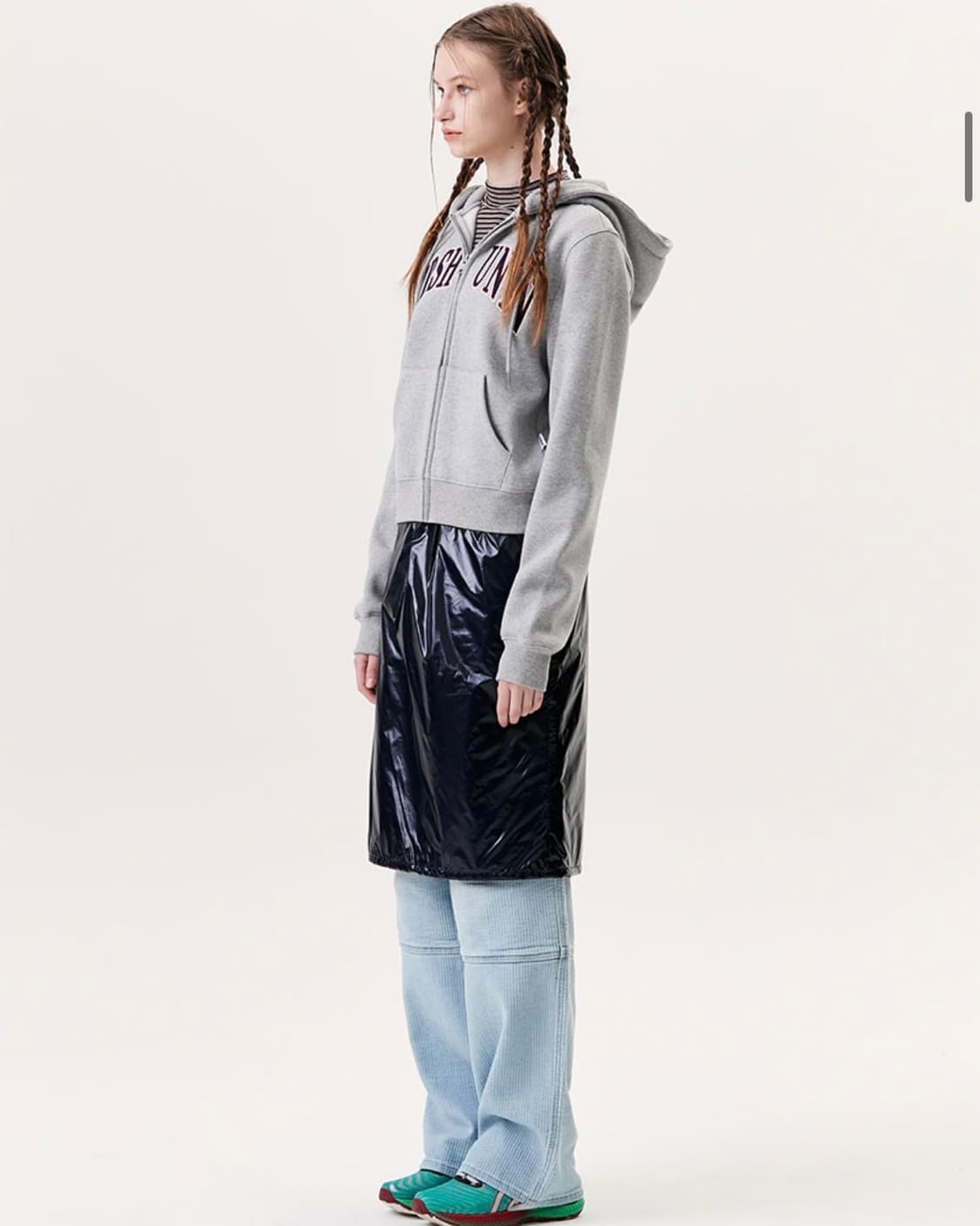 키르시 스쿨 아치 로고 후드집업 멜란지그레이 상품이미지4