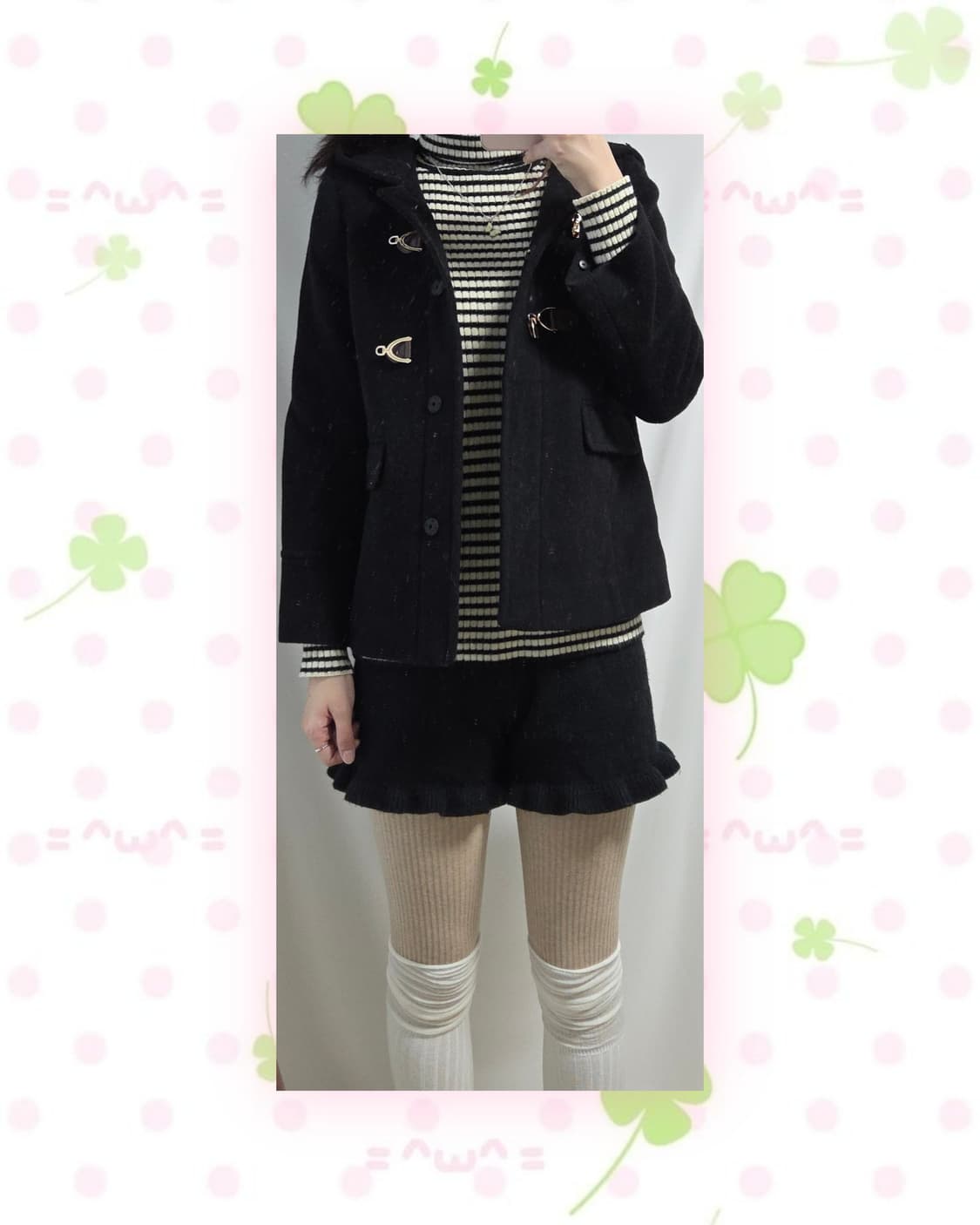 ANYSIS 블랙 울혼방 더플 코트 상품이미지1