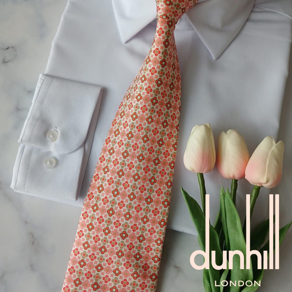 던힐 실크 핑크 플라워 자카드 넥타이 9.6cm A+등급 A18891
 상품이미지1