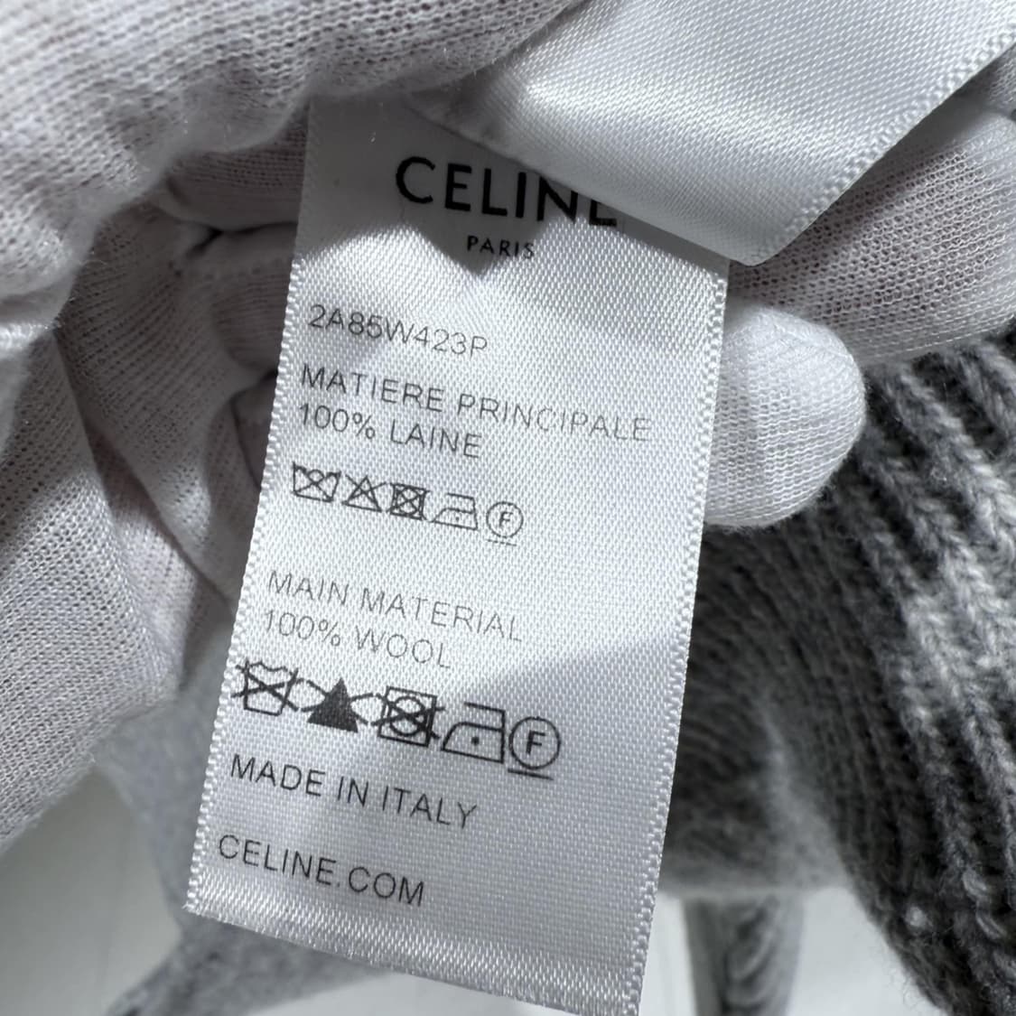 M / 셀린느 울 리브드 그레이 니트 후드 상품이미지5