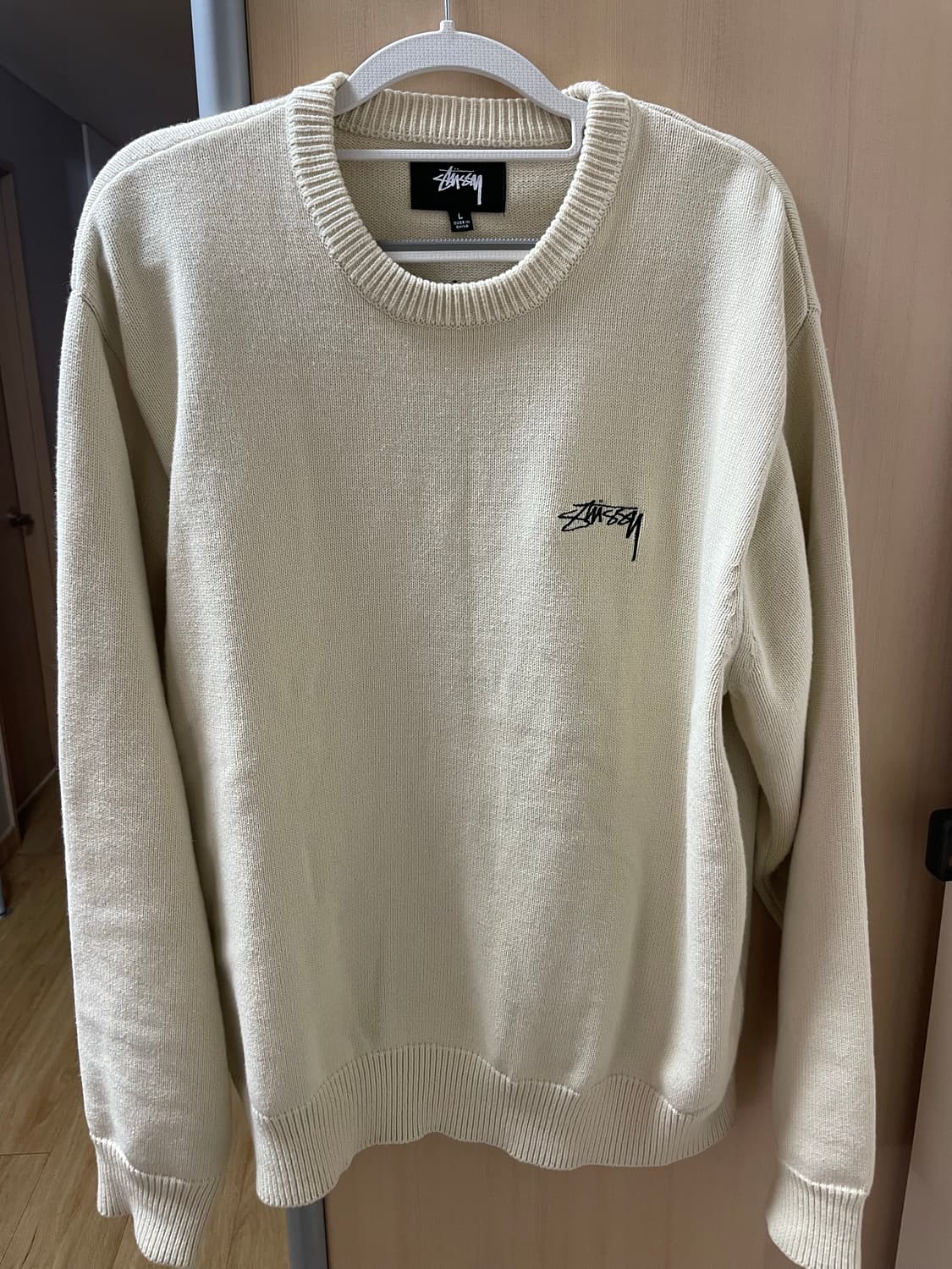 스투시 케어라벨 크루넥 니트 L 아이보리 상품이미지2