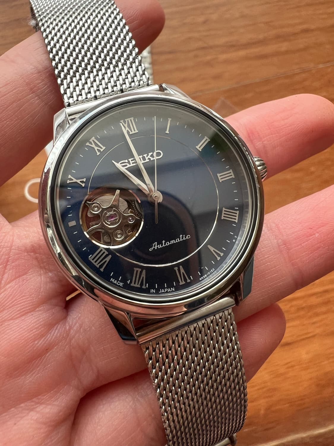 세이코 프레사지 오픈하트 오토매틱 청판 로만인덱스 34mm 남녀공용 상품이미지1