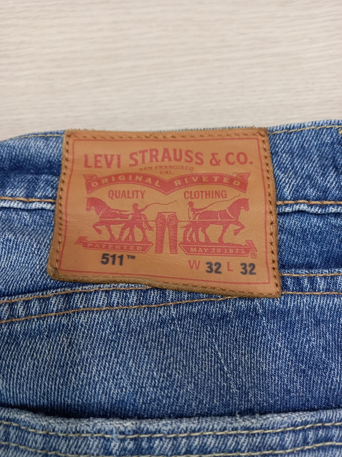 32 리바이스511 WhiteOak 데미지워싱 스판 리페어진 32-354 상품이미지5