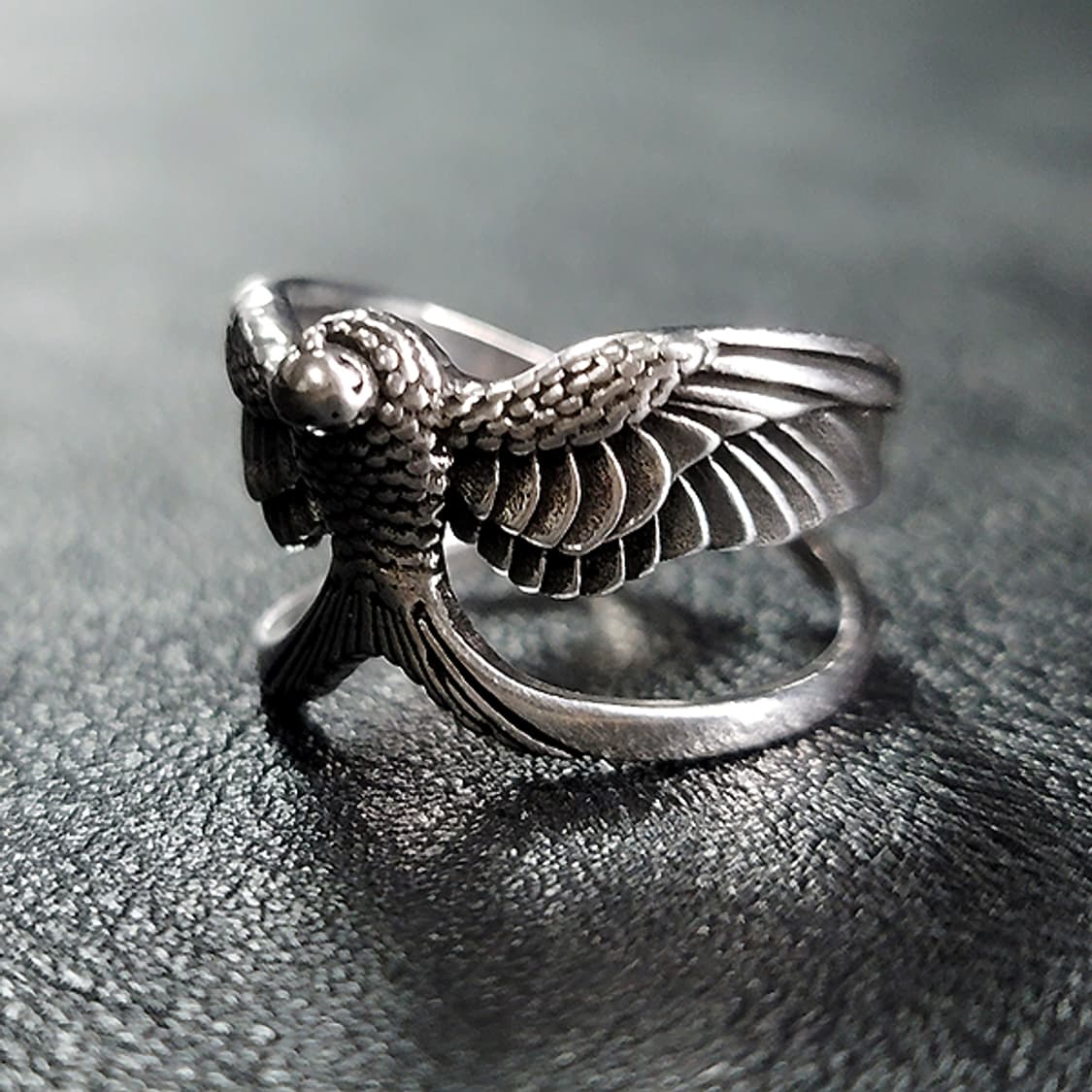 Wings of Freedom 백동 남자 엔틱 빈티지 진격의거인 반지 상품이미지3