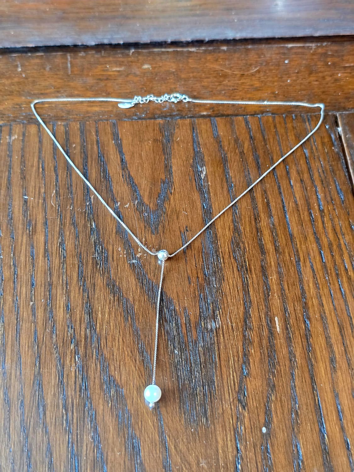 진주 드랍 Y 실버 목걸이 상품이미지4