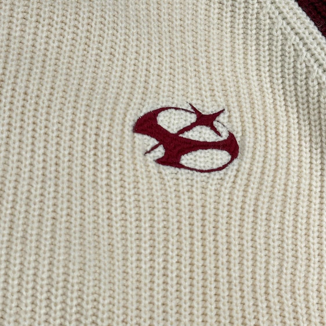 VTG 빈티지 아이보리 버건디 배색 니트 (실측 XL) 상품이미지3