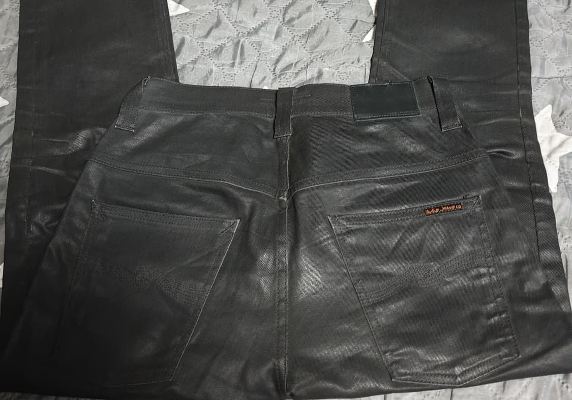 (한정판) 누디진 타이트 롱존 백투블랙 코팅진 팬츠 (29x32) 상품이미지3