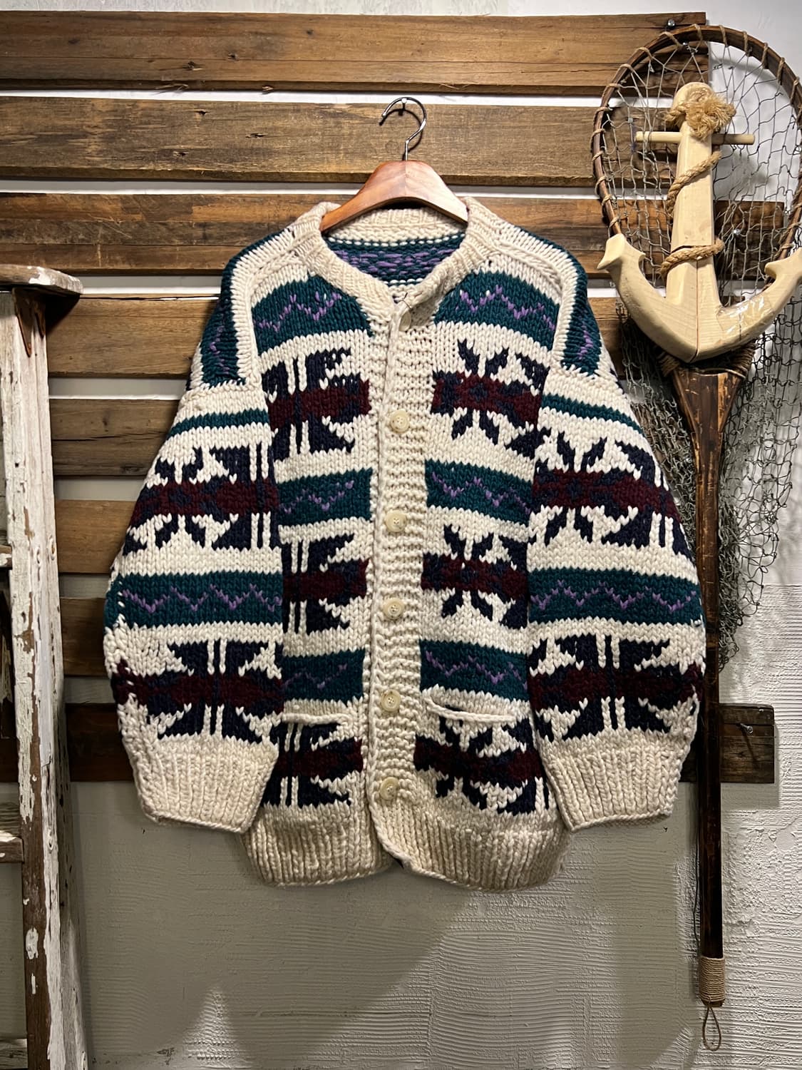 [L]90's 빈티지 핸드메이드 패턴 스트라이프 에콰도르 스웨터 상품이미지1