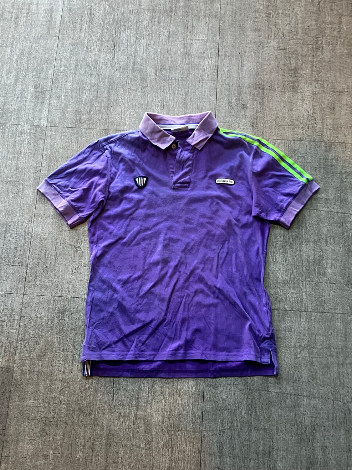 Adidas 아디다스 핀터깔y2k 사이드라인 삼선 반팔카라티셔츠 퍼플 상품이미지1