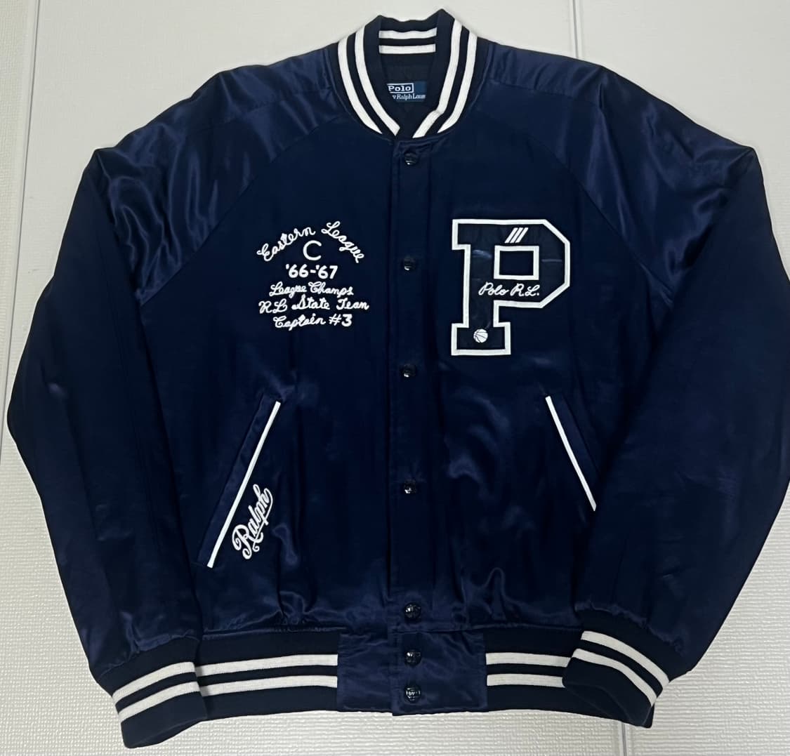 폴로 랄프로렌 뉴욕 새틴 바시티자켓 M사이즈 판매합니다!! 상품이미지1