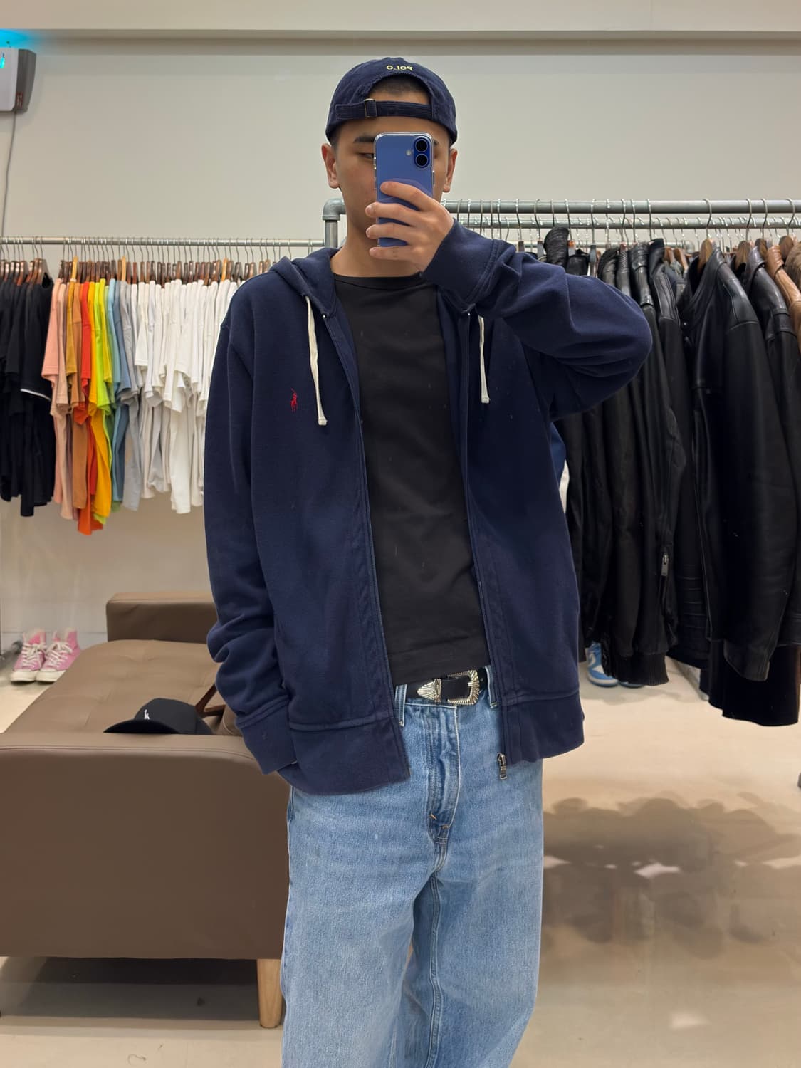 폴로 베이직 후드 집업 네이비 상품이미지8