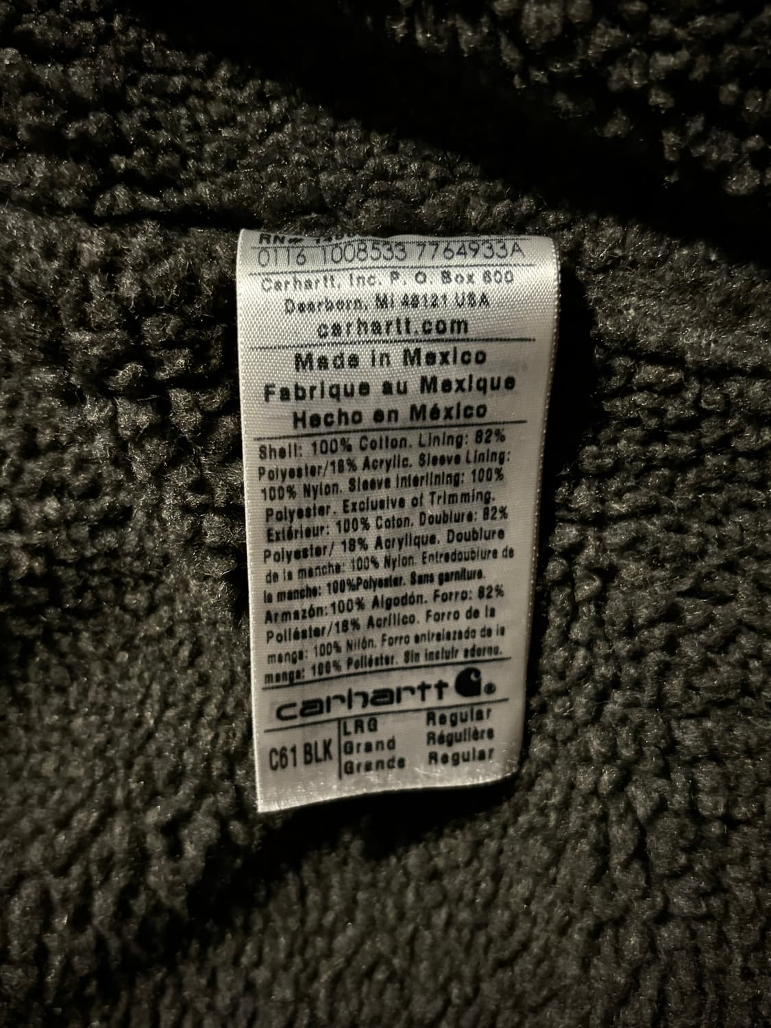 칼하트 리지 코트 C61 BLK L/R 상품이미지6