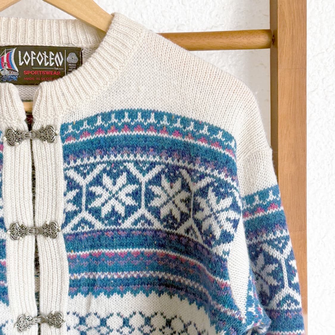 노르딕 블루 패턴 니트 가디건 상품이미지5