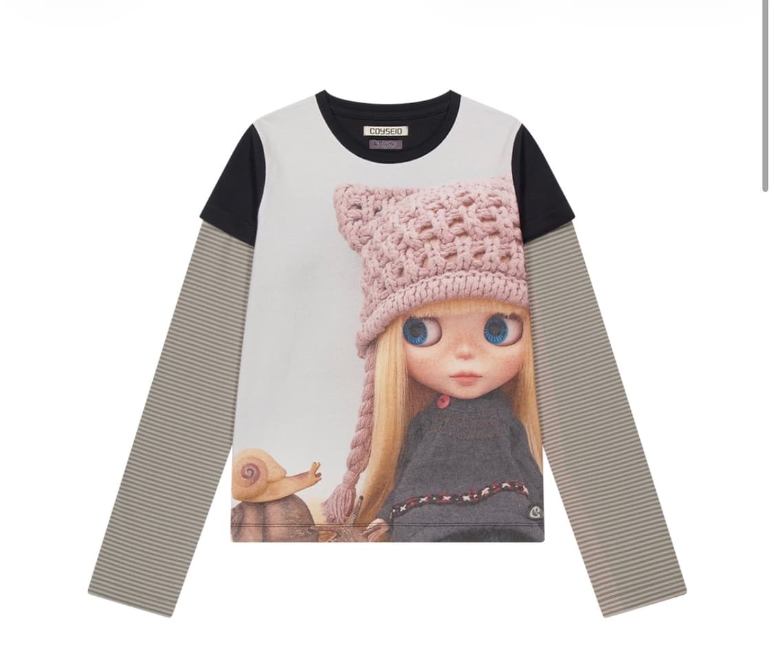 코이세이오 브라이스 돌 스트라이프 더블 롱슬리브 블랙 판매 상품이미지1